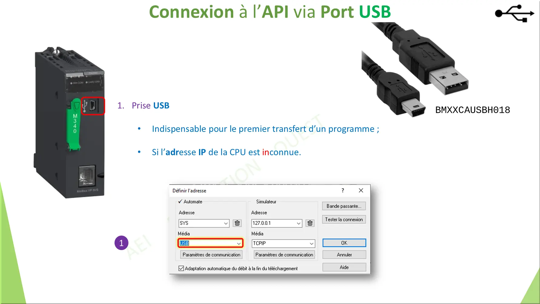 Connexion à l’API via Port USB